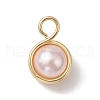 Shell Pearl Round Copper Wire Wrapped Pendants PALLOY-JF03258-01-3