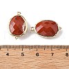 Natural Red Jasper Faceted Oval Connector Charms G-H323-02G-05-3