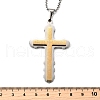 Religion Cross 304 Stainless Steel Pendant Necklaces for Women NJEW-M105-03PG-3