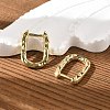 Textured Rectangle Brass Hoop Earrings EJEW-B007-02G-2