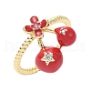 Brass Micro Pave Clear Cubic Zirconia Enamel Adjustable Cuff Rings for Women RJEW-G350-01E-G-4