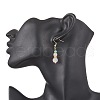 Round Natural Malaysia Jade & Rose Quartz Beaded Dangle Earrings EJEW-JE06471-2