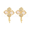 Brass Micro Pave Cubic Zirconia Shell Stud Earrings Findings KK-D363-03G-1