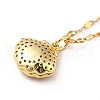 Cubic Zirconia Shell with Resin Pearl Cage Pendant Necklace NJEW-F300-01G-4