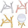 BENECREAT 3Pcs 3 Colors Branch Crystal Ball Display Stand Alloy Metal Base ODIS-BC0001-09-1