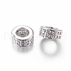 Brass Cubic Zirconia European Beads ZIRC-F001-103P-2
