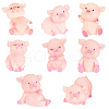 AHADERMAKER 24Pcs 8 Styles Resin Pig Figurines Ornaments DJEW-GA0001-55-1