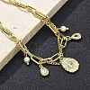 Brass Micro Pave Clear Cubic Zirconia Charm Bracelets BJEW-C083-02G-3