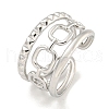 Non-Tarnish 304 Stainless Steel Ssquare Chain Open Cuff Ring for Women RJEW-A043-28P-1