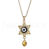 Glass Seed Beads & Resin Evil Eye Sun Heart Pendant Necklaces NJEW-MZ00100-2