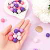 SOFPLATE 60Pcs 2 Styles Round Silicone Focal Beads with Fluorescence Acrylic Beads SIL-SP0001-01C-3