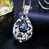 Teardrop Alloy Steel Blue Glass Pendant Long Necklaces for Women FS-WGBF360-02-1