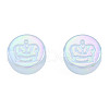 Rainbow Iridescent Plating Acrylic Beads OACR-N010-067-4