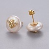 Mother's Day Jewellery Natural Pearl Stud Earrings EJEW-L231-20G-2
