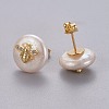 Natural Pearl Stud Earrings EJEW-L231-20G-2