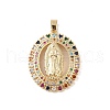 Brass Cubic Zirconia Pendants KK-Z050-31G-02-1