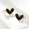 Heart Brass Stud Earrings EJEW-C141-01G-4