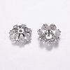 Brass Micro Pave Cubic Zirconia Bead Cap ZIRC-G122-48P-RS-1