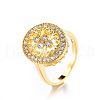 Oval Brass Micro Pave Clear Cubic Zirconia Finger Rings for Women FS-WGE5686-04-5