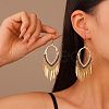 Brass Rhinestone Teardrop Tassel Chandelier Earrings EJEW-U058-02G-1