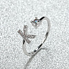 Brass Micro Pave Cubic Zirconia Cuff Rings for Women FS-WGA4C54-37-1