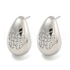 Rack Plating Brass Micro Pave Clear Cubic Zirconia Stud Earring EJEW-C102-29C-P-1