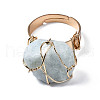 Adjustable Natural Aquamarine Finger Rings RJEW-T019-02E-KC-2