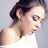 FIBLOOM 2 Sets 2 Colors Filigree Leaf Pendant Neclace & Dangle Earrings SJEW-FI0001-03-4