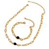 Hexagon Alloy Enamel Cable Chain Necklaces & Bracelets & Rings Sets FS-WGE6E3B-01-5