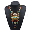 Oval Square Baroque Style Alloy & Colorful Resin Statement Bib Necklaces FS-WG6C445-01-1