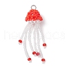 Glass Seed Beaded Jellyfish Pendants PALLOY-MZ00660-02-1