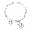 304 Stainless Steel Paperclip Chains Charm Bracelets for Women BJEW-JB11950-01-2
