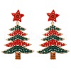 Christmas Trees with Star Alloy Dangle Stud Earrings for Women EJEW-Z078-03A-2