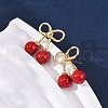 Cherry Brass ABS Plastic Pearl Stud Earrings EJEW-U062-03G-02-3