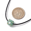 Natural Green Aventurine & Glass Seed Beads Cluster Flower Pendant Necklaces NJEW-MZ00095-05-3