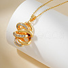 Geometric Brass Pave Clear Cubic Zirconia Hollow Pendant Necklaces for Valentine's Day SO4110-2-3