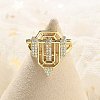 Brass Micro Pave Clear Cubic Zirconia Open Cuff Rings for Women Men KK-B124-12G-2