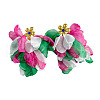 Handmade Flower Tassel Alloy Cloth Dangle Stud Earrings FS-WG221B7-01-2