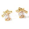 Brass Clear Cubic Zirconia Bowknot Stud Earrings IO3713-1-4