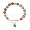 Natural Indian Agate Round Beaded Bracelets BJEW-JB11925-01-2