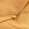 Lotus 304 Stainless Steel Crystal Rhinestone & Natural Shell Link Double Layer Anklets FS-WG23A6C-01-2
