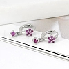 925 Sterling Silver Cubic Zirconia Plum Blossom Hoop Earrings IM8168-10-1