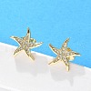 Brass Micro Pave Clear Cubic Zirconia Stud Earrings EJEW-D305-11G-5