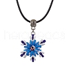Glass Seed Beads & Polymer Clay & Evil Eye Lampwork Snowflake Pendant Necklaces NJEW-MZ00102-03-2