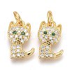 Brass Micro Pave Clear Cubic Zirconia Pendants ZIRC-Z001-02G-1