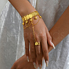 Elegant Middle Eastern Floral Brass Charm Bracelet with Coin Chains TF1222-4
