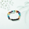 Natural & Synthetic Mixed Stone Chips & Lava Rock & Alloy Cross Stretch Bracelets BJEW-JB08570-2