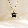 Fashionable Brass Enamel Hexagon with Sword Wing Pendant Necklaces WA4173-3