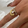 304 Stainless Steel Micro Pave Cubic Zirconia Finger Cuff Rings Sets for Women RJEW-K296-06G-1
