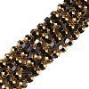 Electroplate Glass Beads Strands X-EGLA-Q128-04A-FP06-1